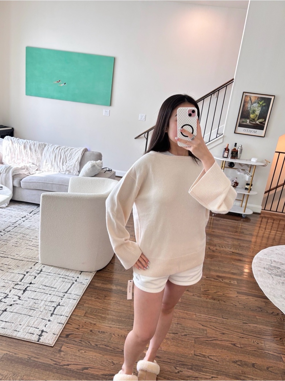 Reformation Cream Knit Crewneck Sweater